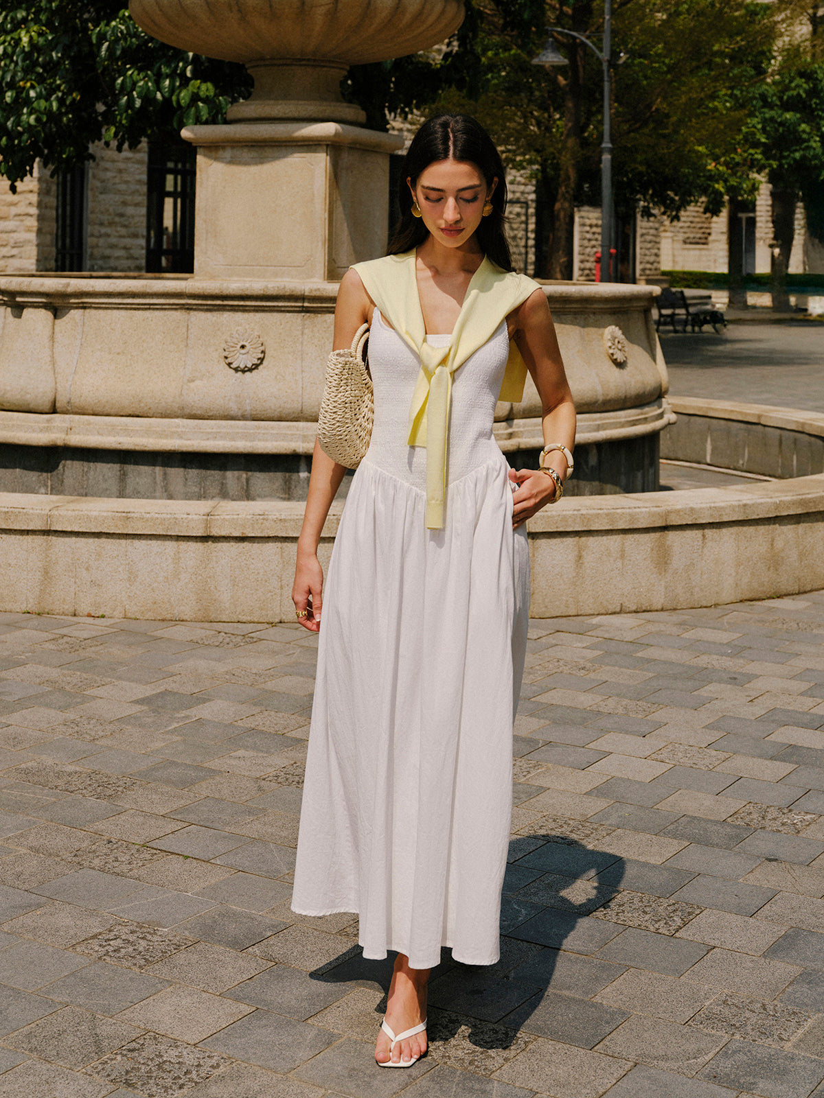 Robe camisole en coton avec poches