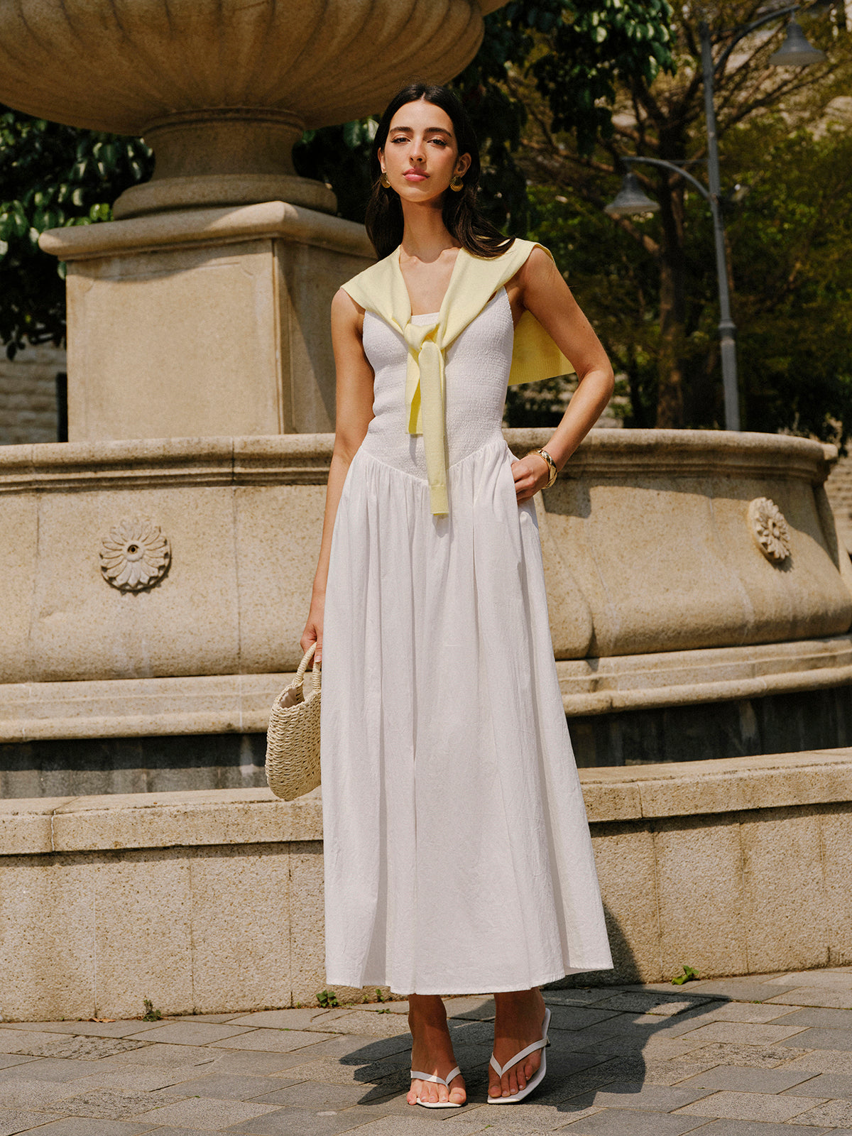 Robe camisole en coton avec poches
