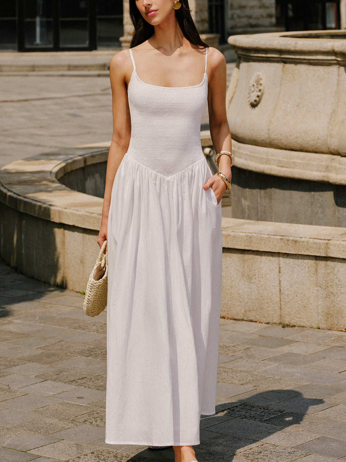 Cotton Pocket Detail Cami Dress