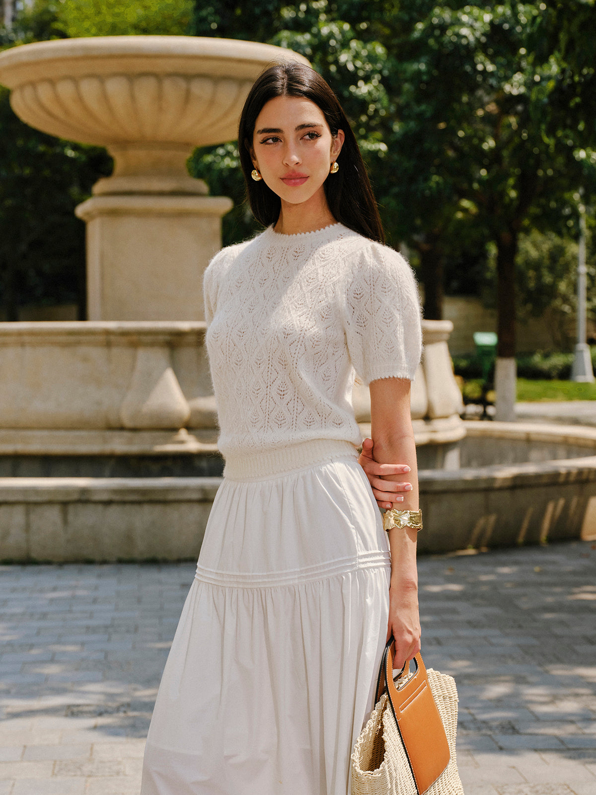 Strukturiertes Strickoberteil aus Wollmischung