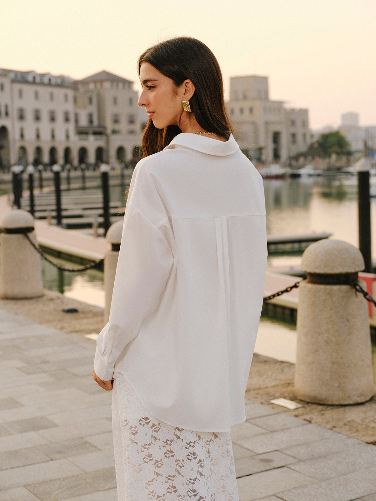 Cotton Blend Tied Front Shirt