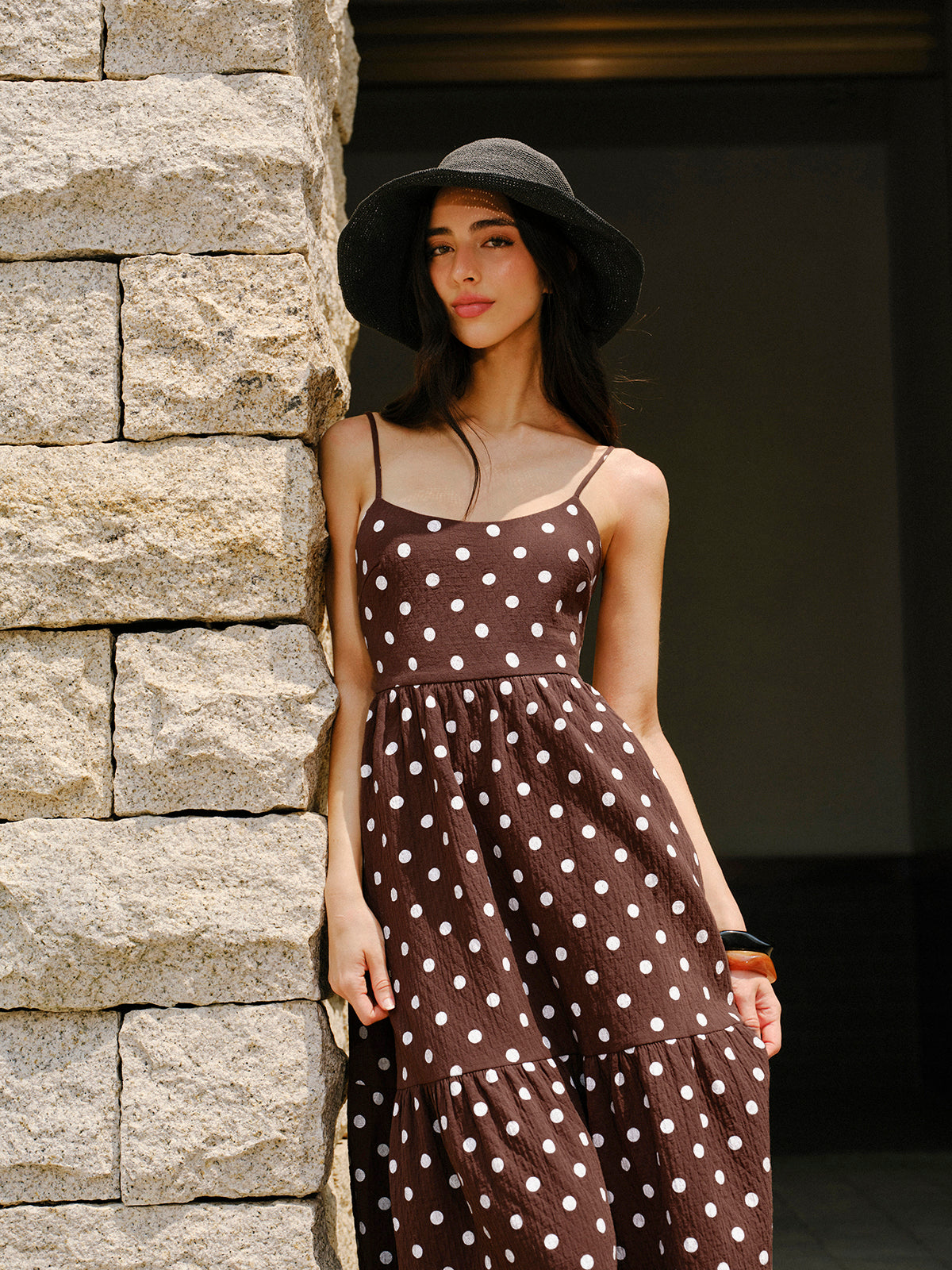 Cotton Backless Polka Dot Dress