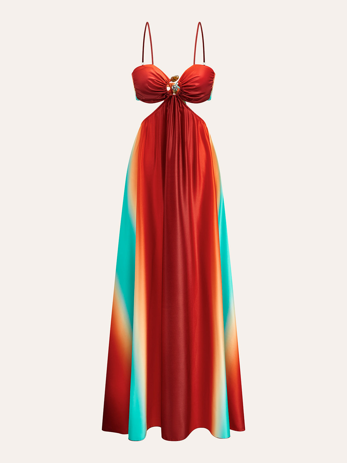 Satin Cut-Out Waist Gradient Dress