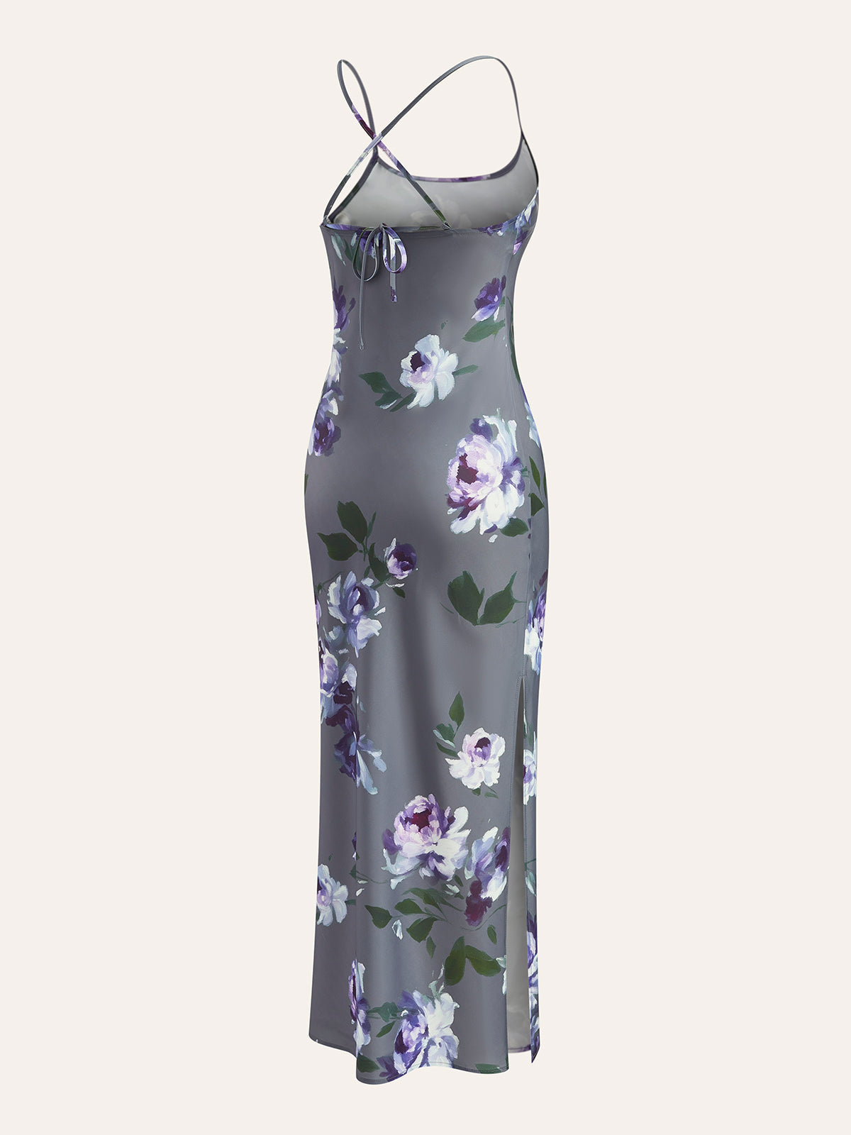 Satin-Kleid mit Blumenmuster und Seitenschlitz