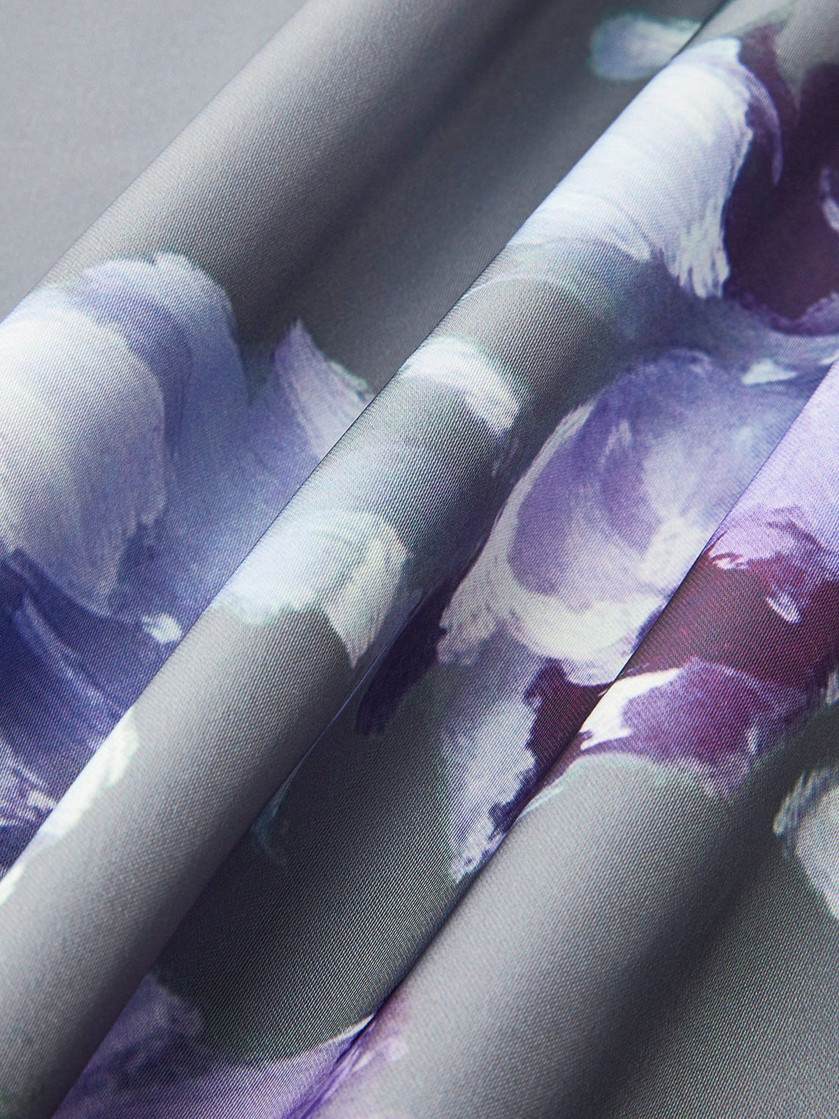 Satin Floral Print Side-Slit Dress