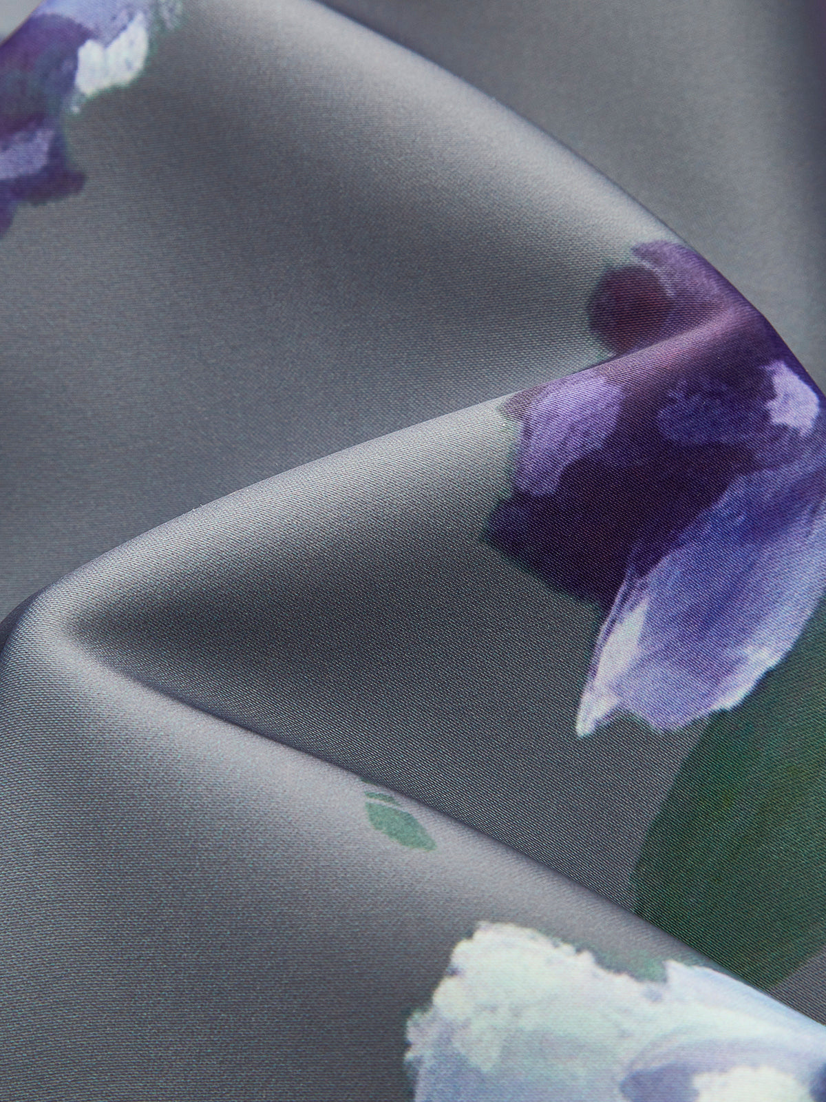 Satin Floral Print Side-Slit Dress