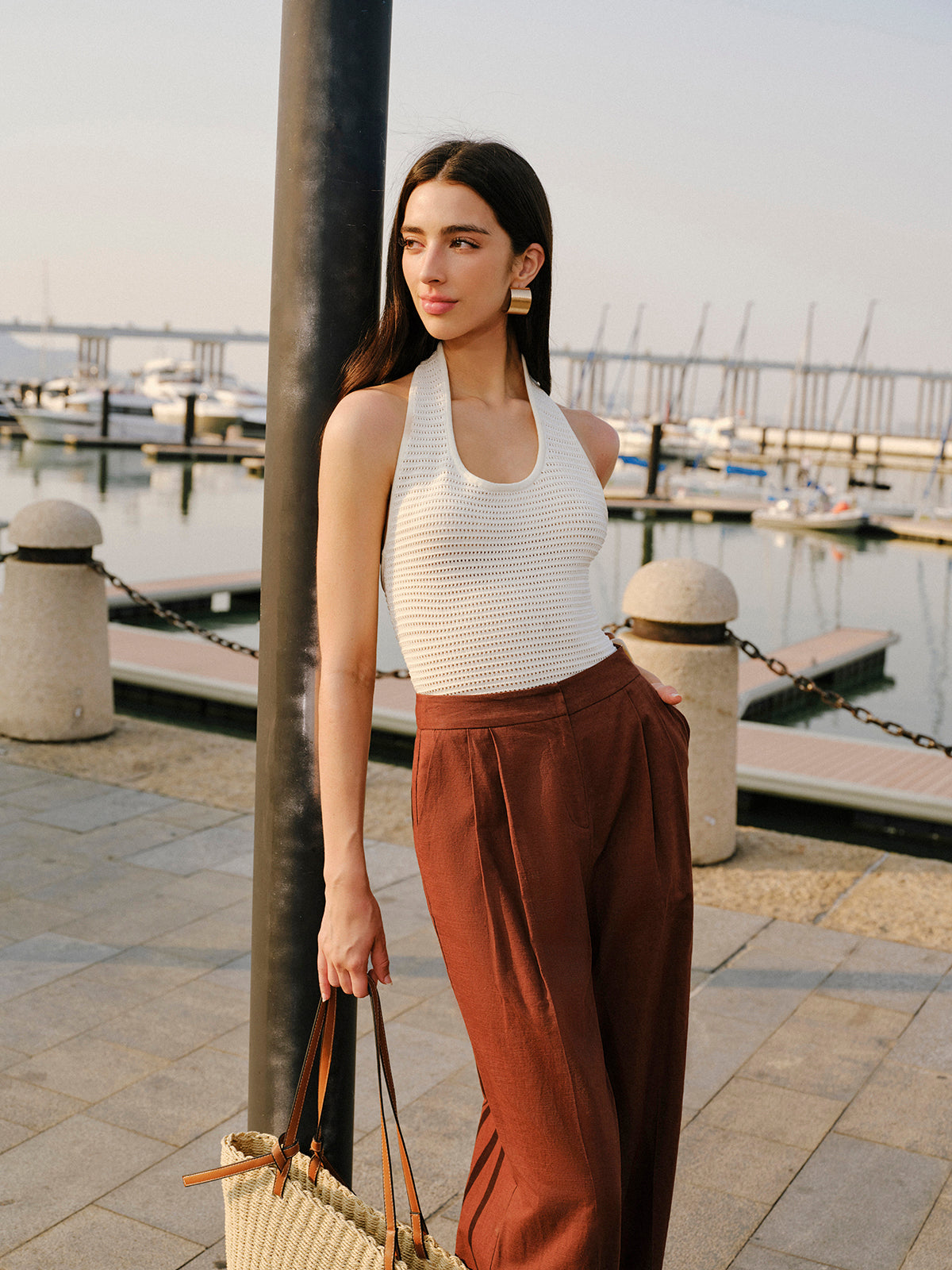 Halter Neck Knit Top