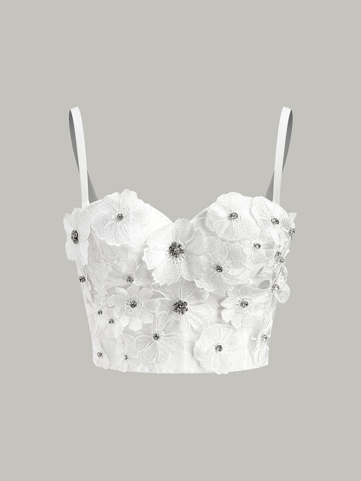 Corset Cœur Brodé Floral Semi-Transparent