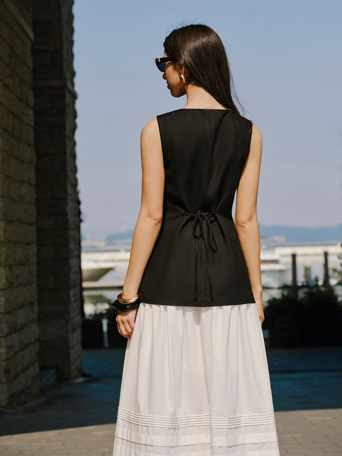 Gilet en lin mélangé avec détails boutonnés