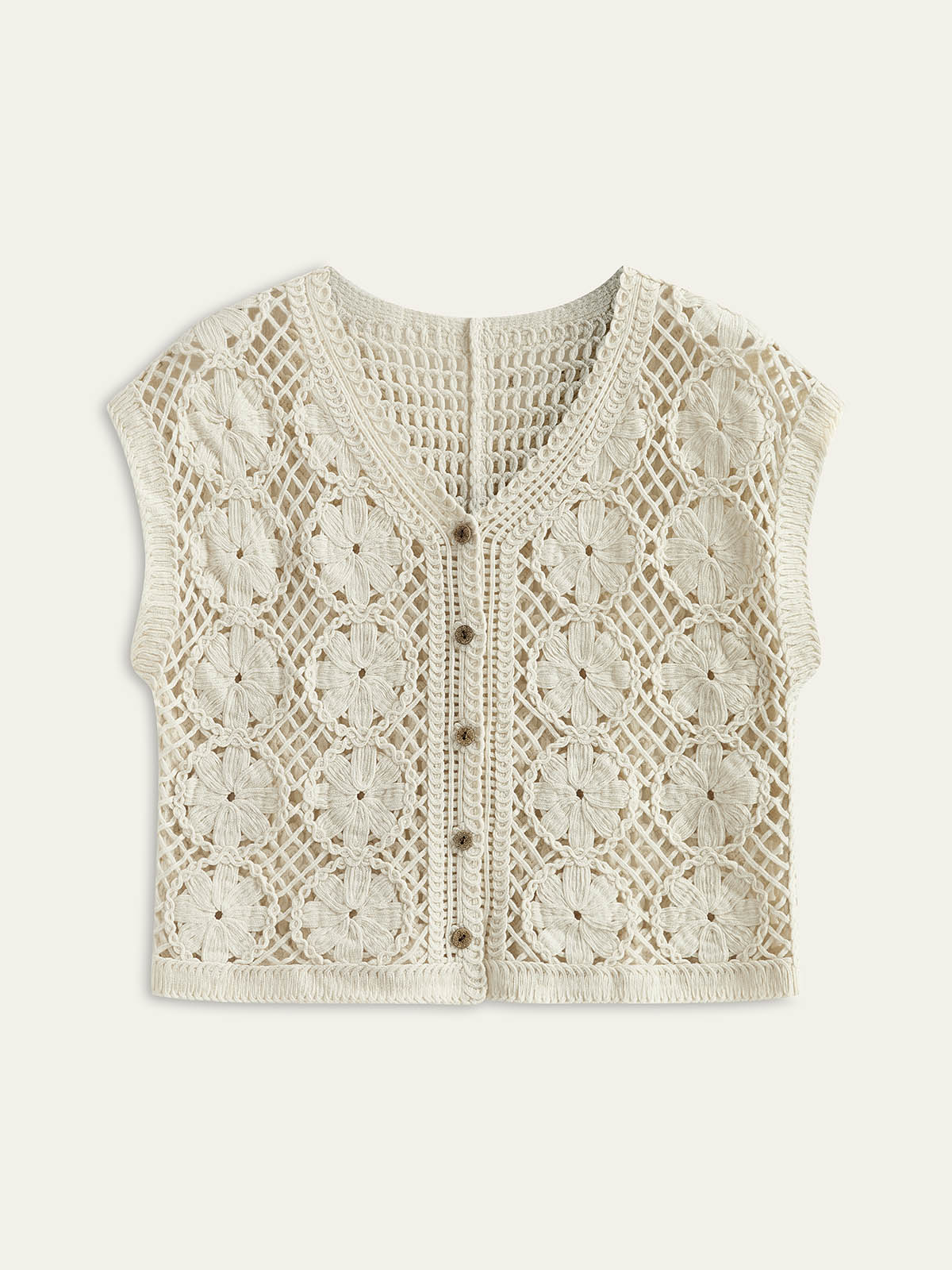 Débardeur en jacquard semi-transparent à découpes et col en V