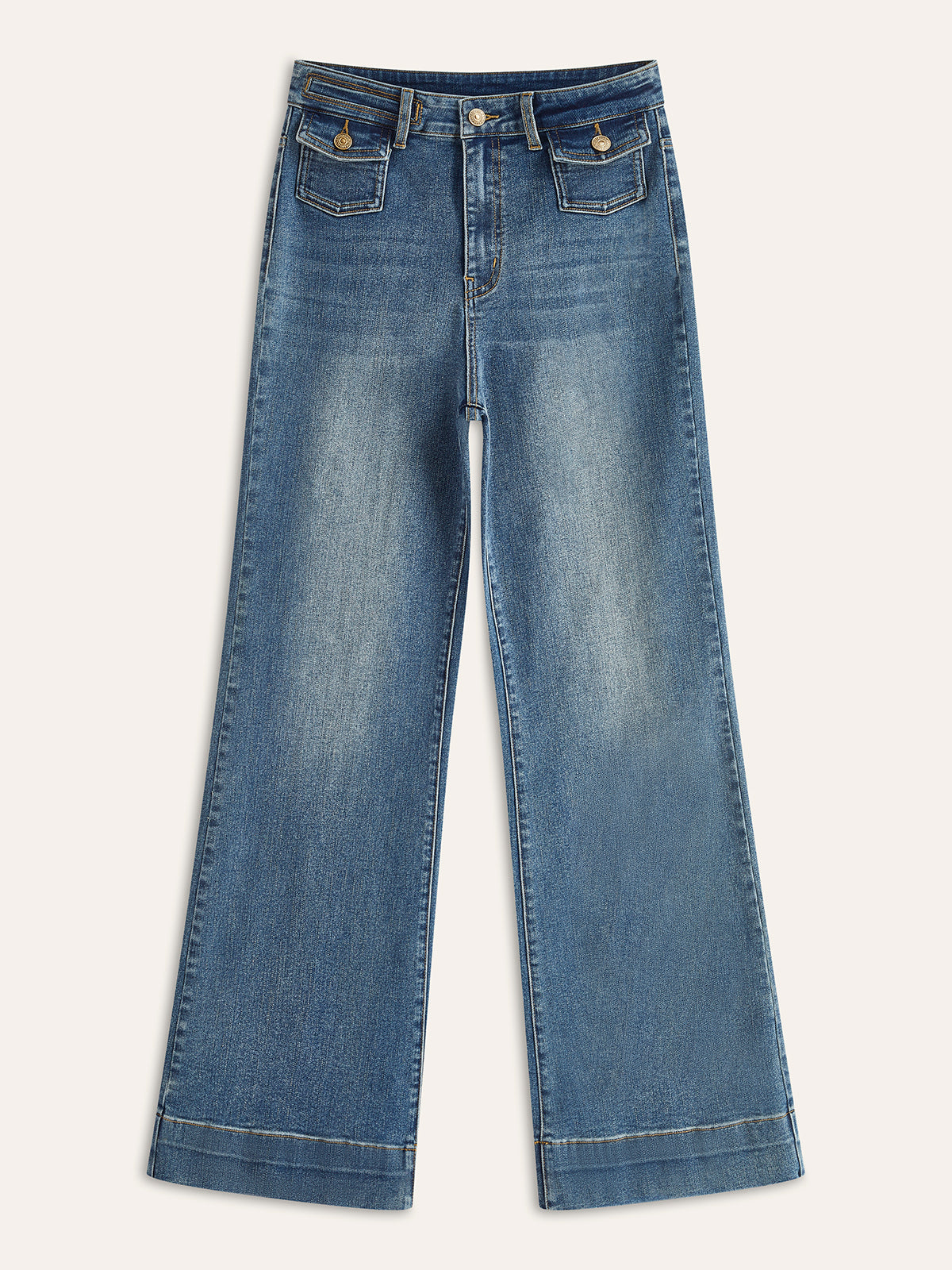 Hose mit mittelhohem Bund und Ziertaschen