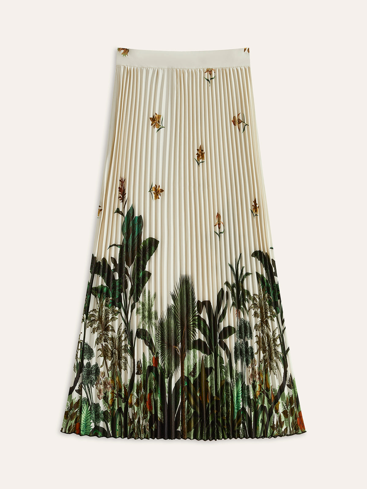 Plissierter Oversized-Rock mit Boho-Print, mittelhoher Taille und Reißverschluss