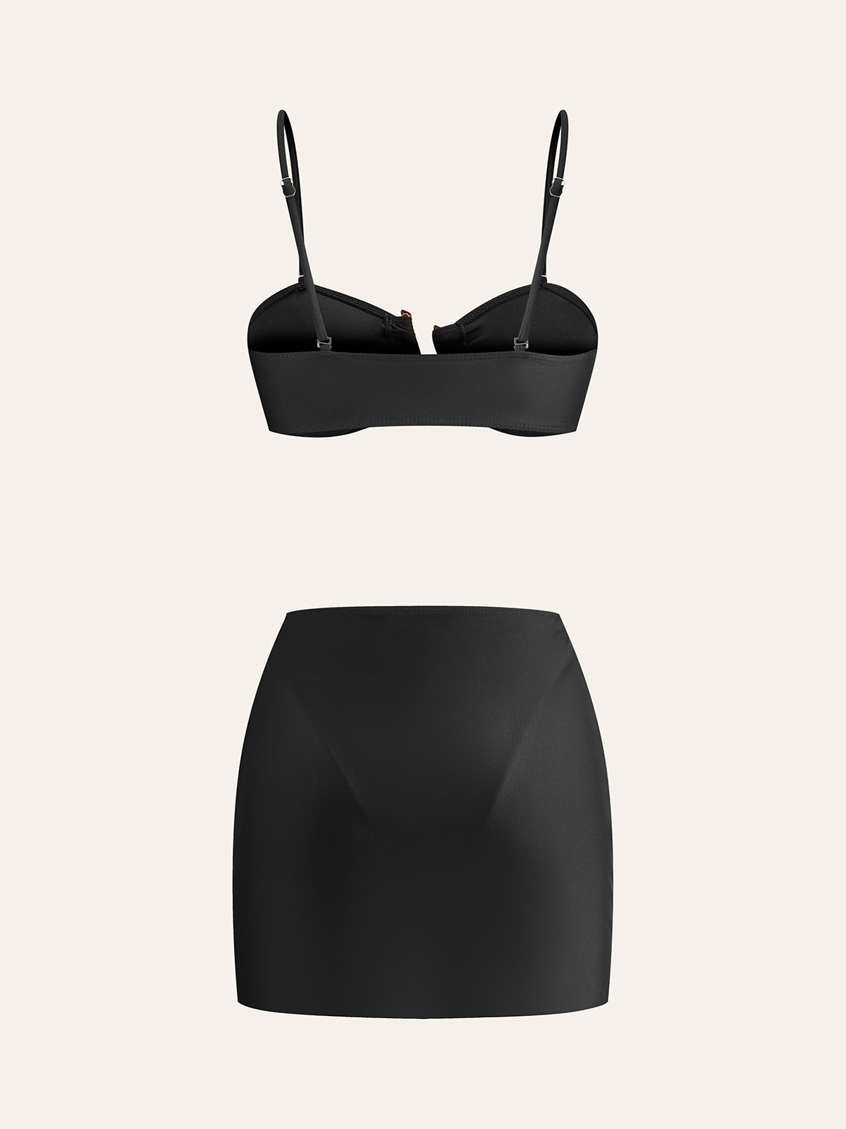 Golden Detail Bikini Set With Cover-Up Skirt