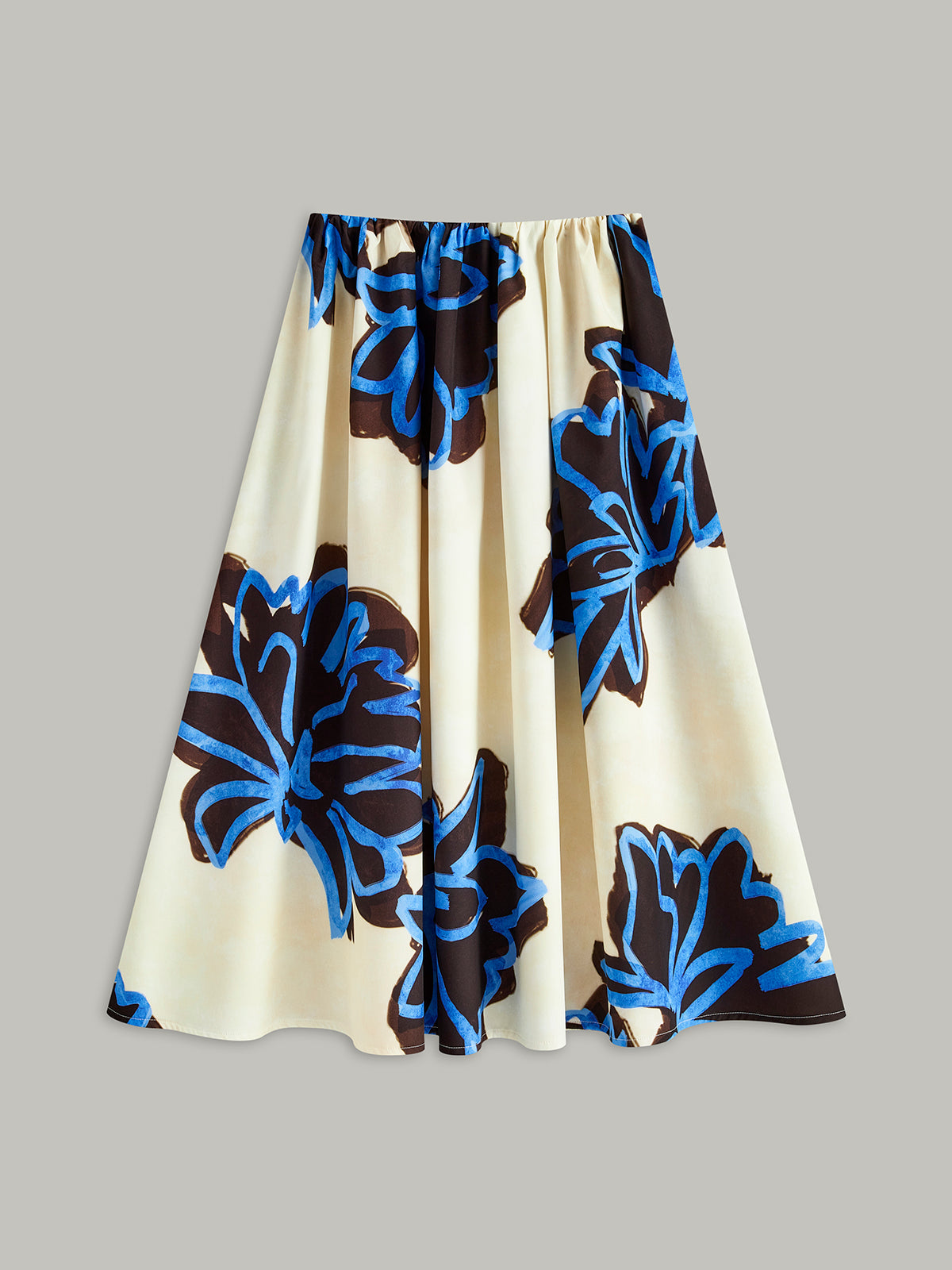 Floral Print Elastic Waist Skirt