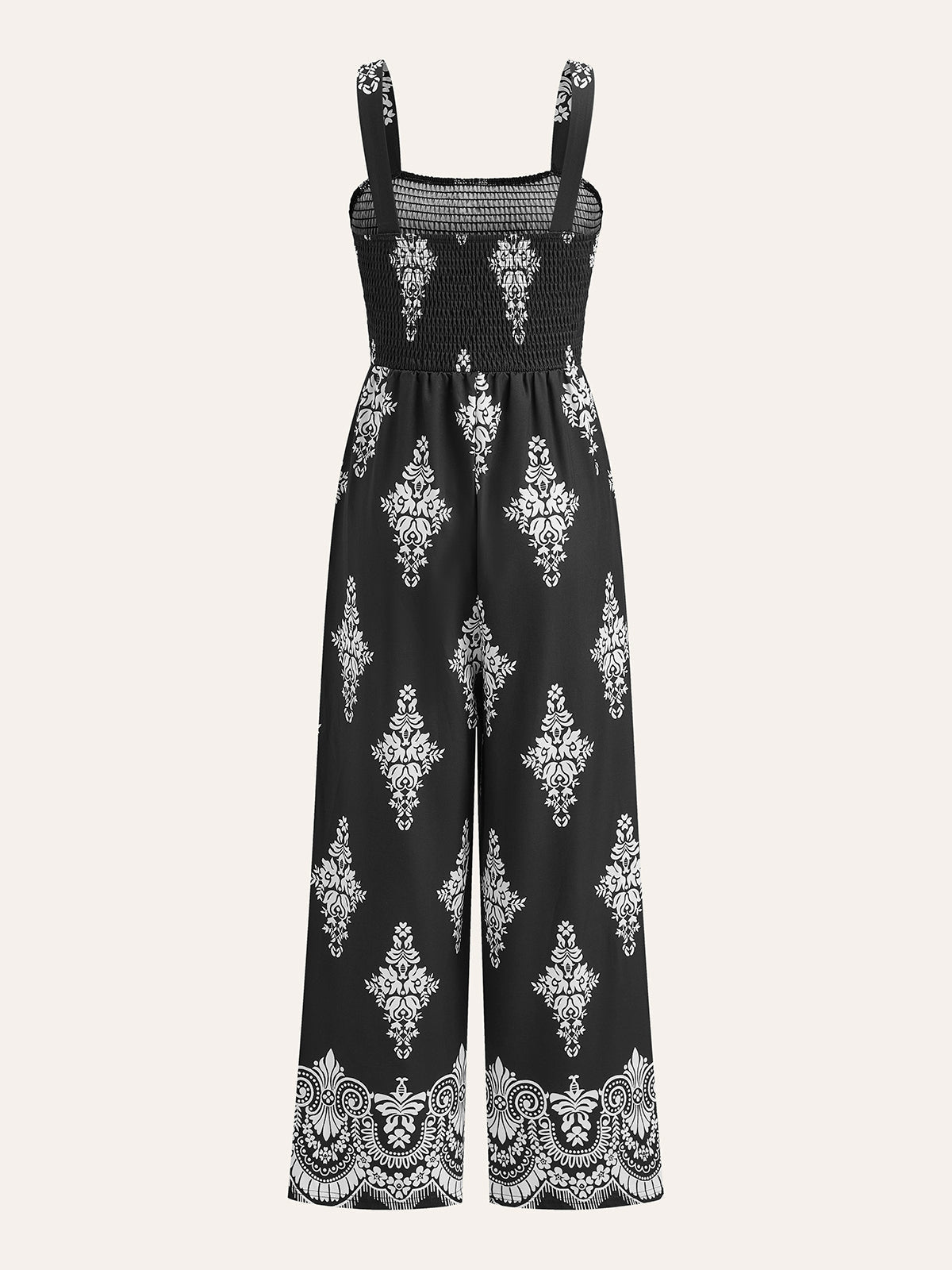 Smocked Floral Print Jumpsuit