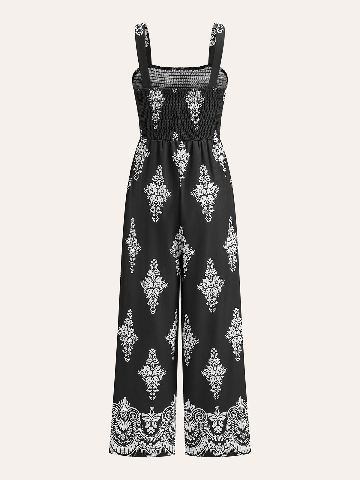 Smocked Floral Print Jumpsuit