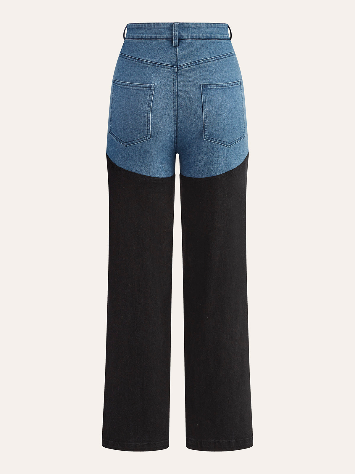 Pantalon en jean color block taille mi-haute
