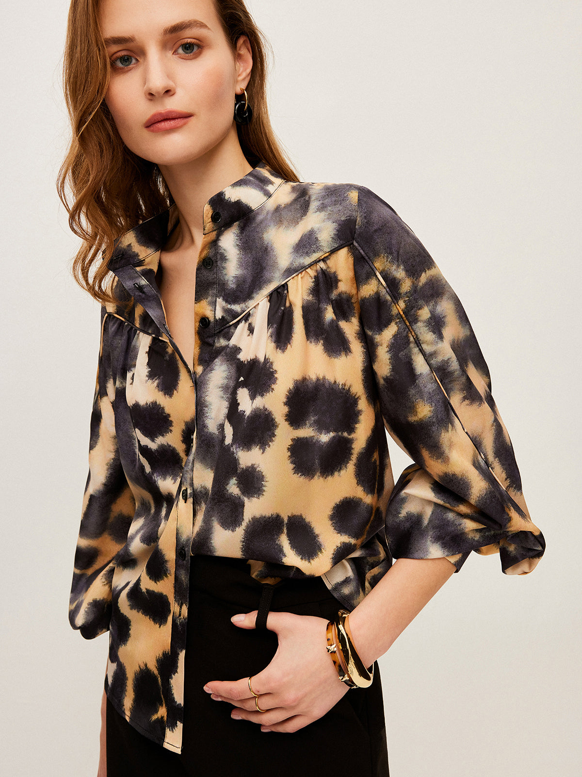 Leopard Print Button-Up Shirt