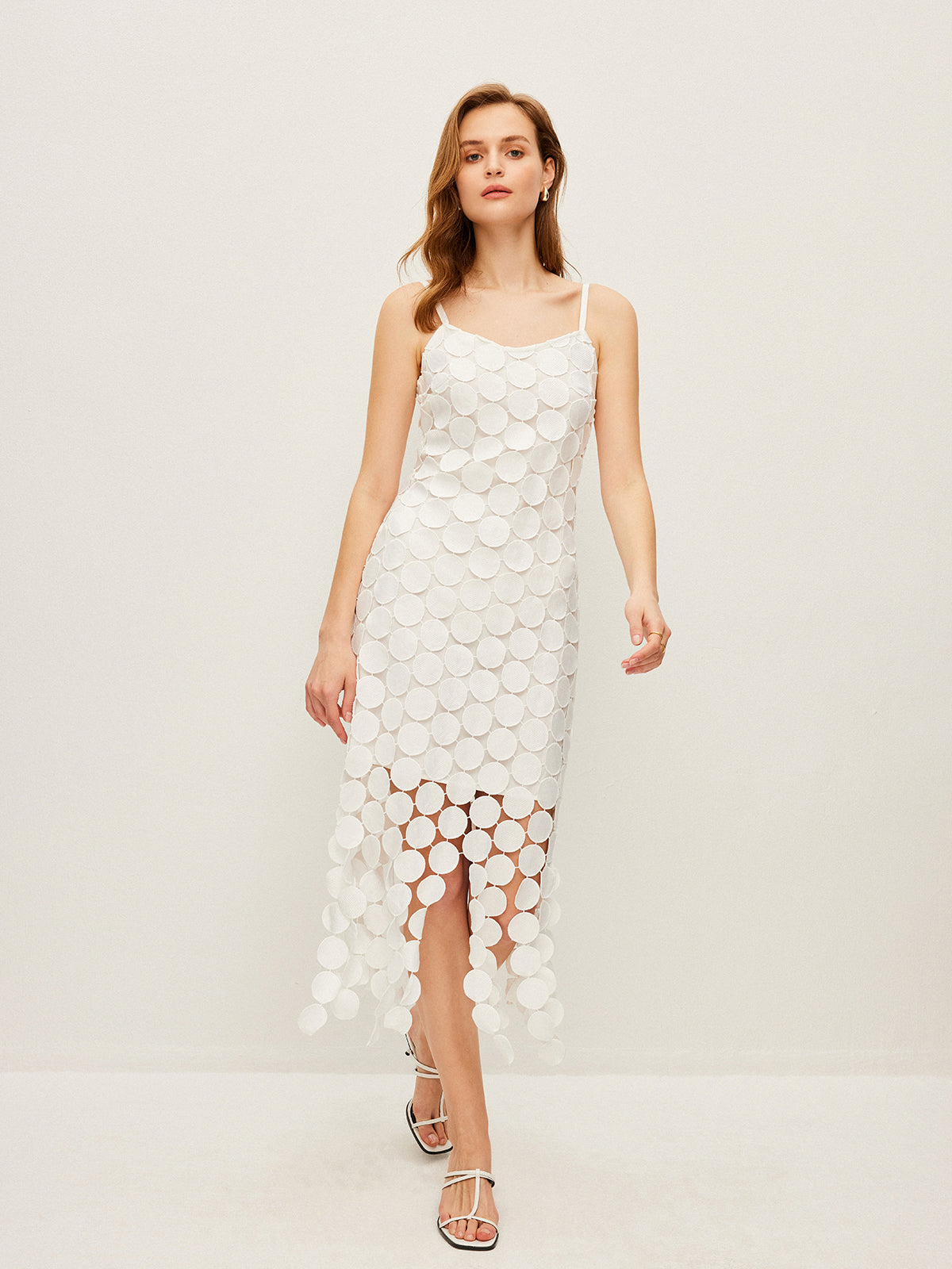 Laser Cut Multi Circle Double Layer Cami Dress