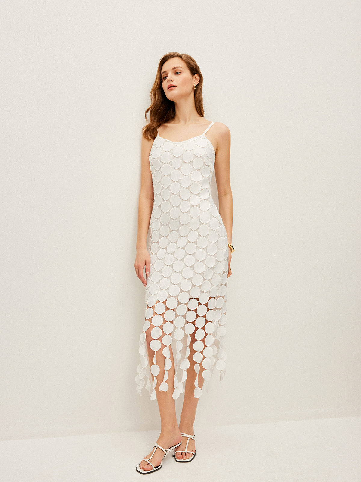 Laser Cut Multi Circle Double Layer Cami Dress