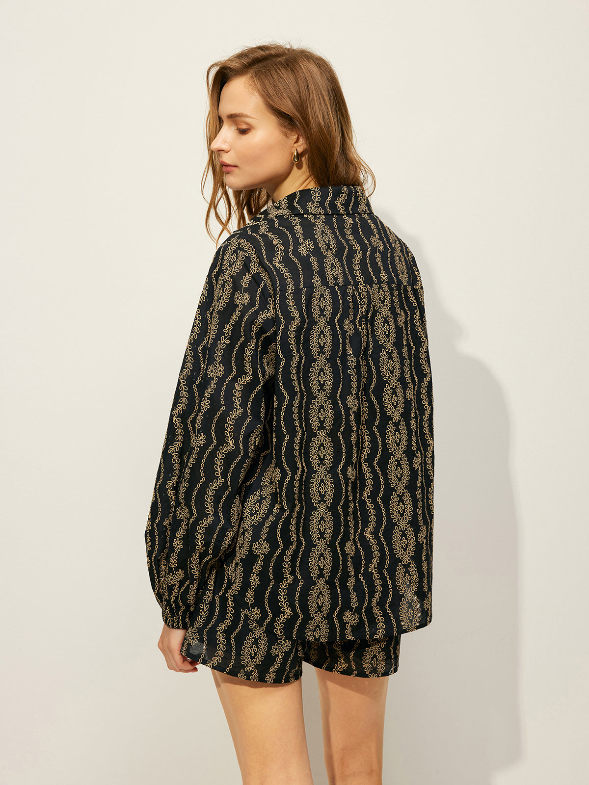 Bedrucktes Hemd-Shorts-Set ohne Gürtel