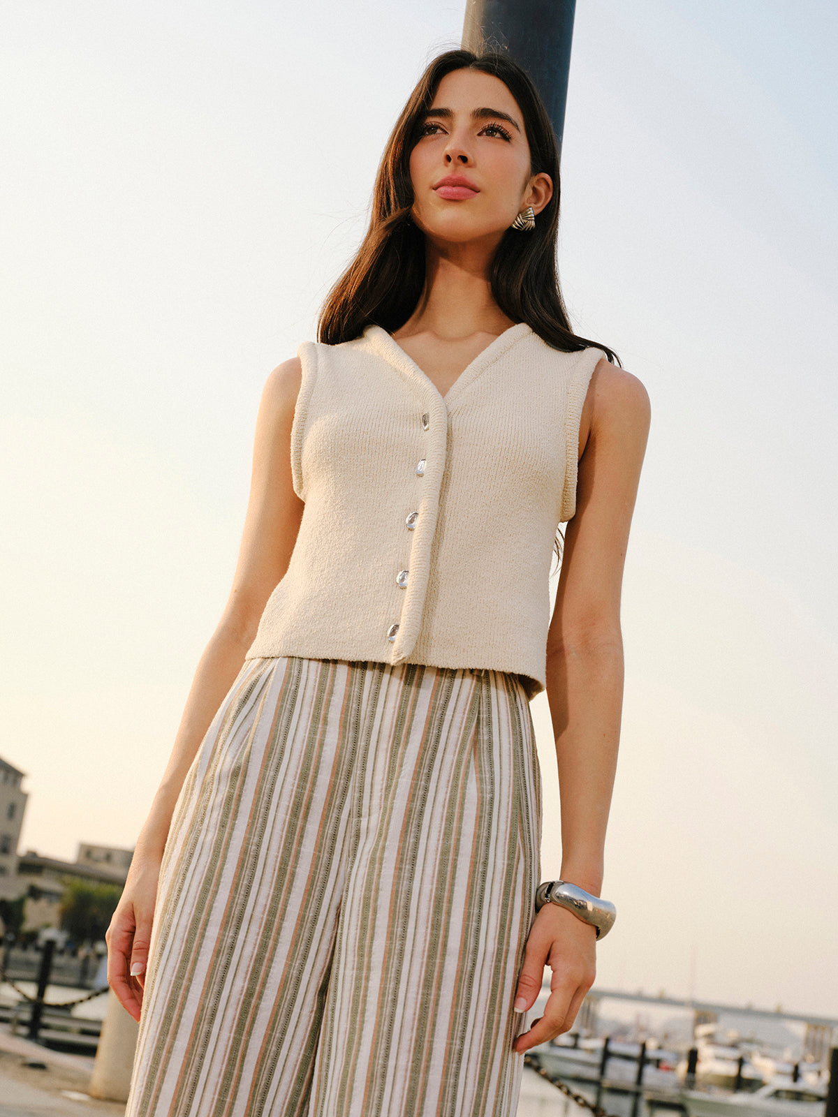 Button Front Sweater Vest