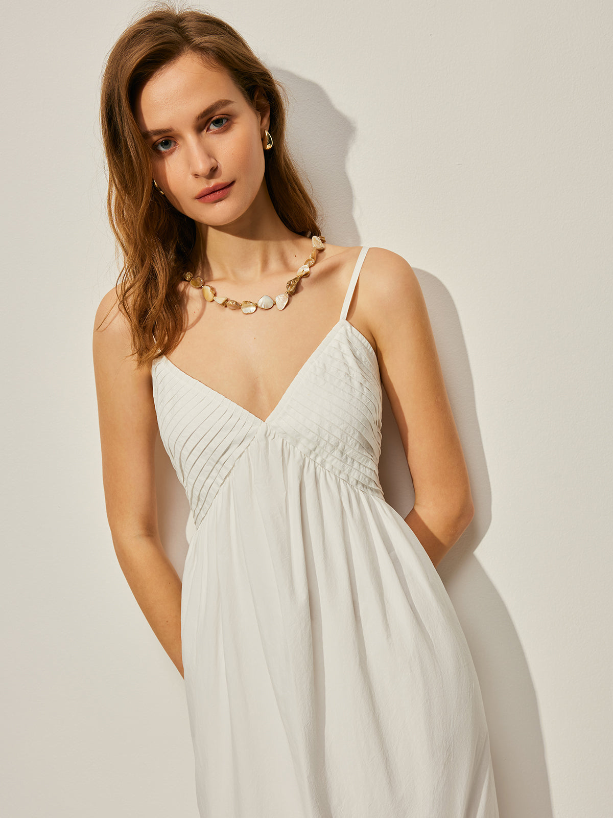 Robe caraco en coton à col en V