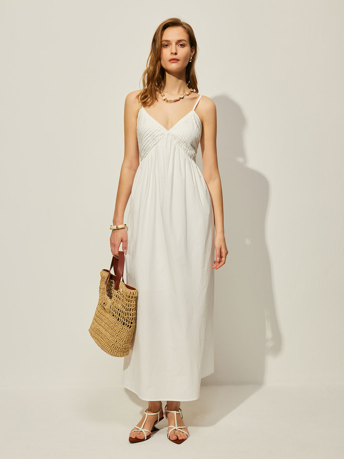 Robe caraco en coton à col en V