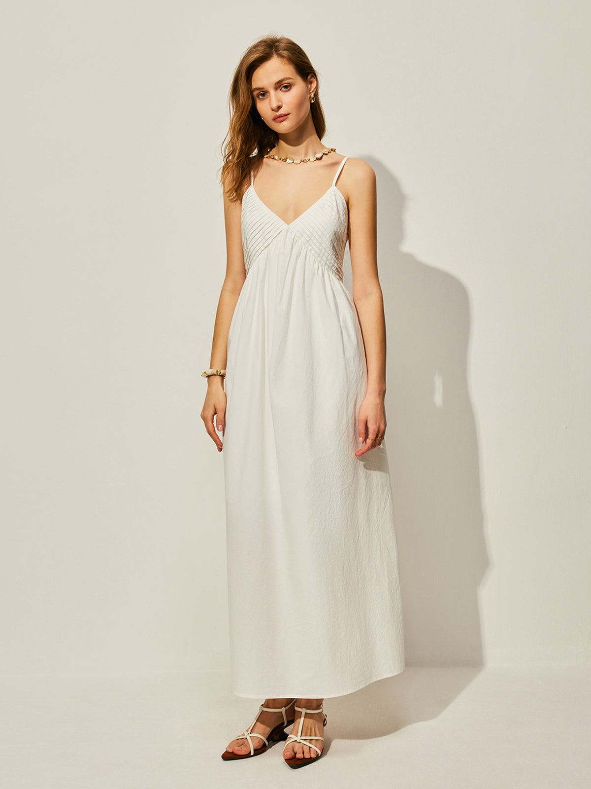 Robe caraco en coton à col en V