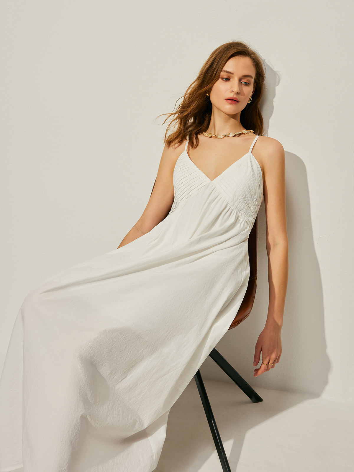 Robe caraco en coton à col en V