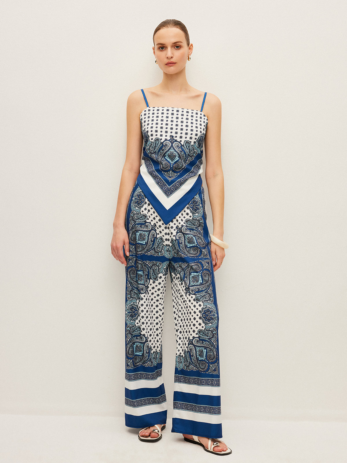 Back Tie Printed Pants Set