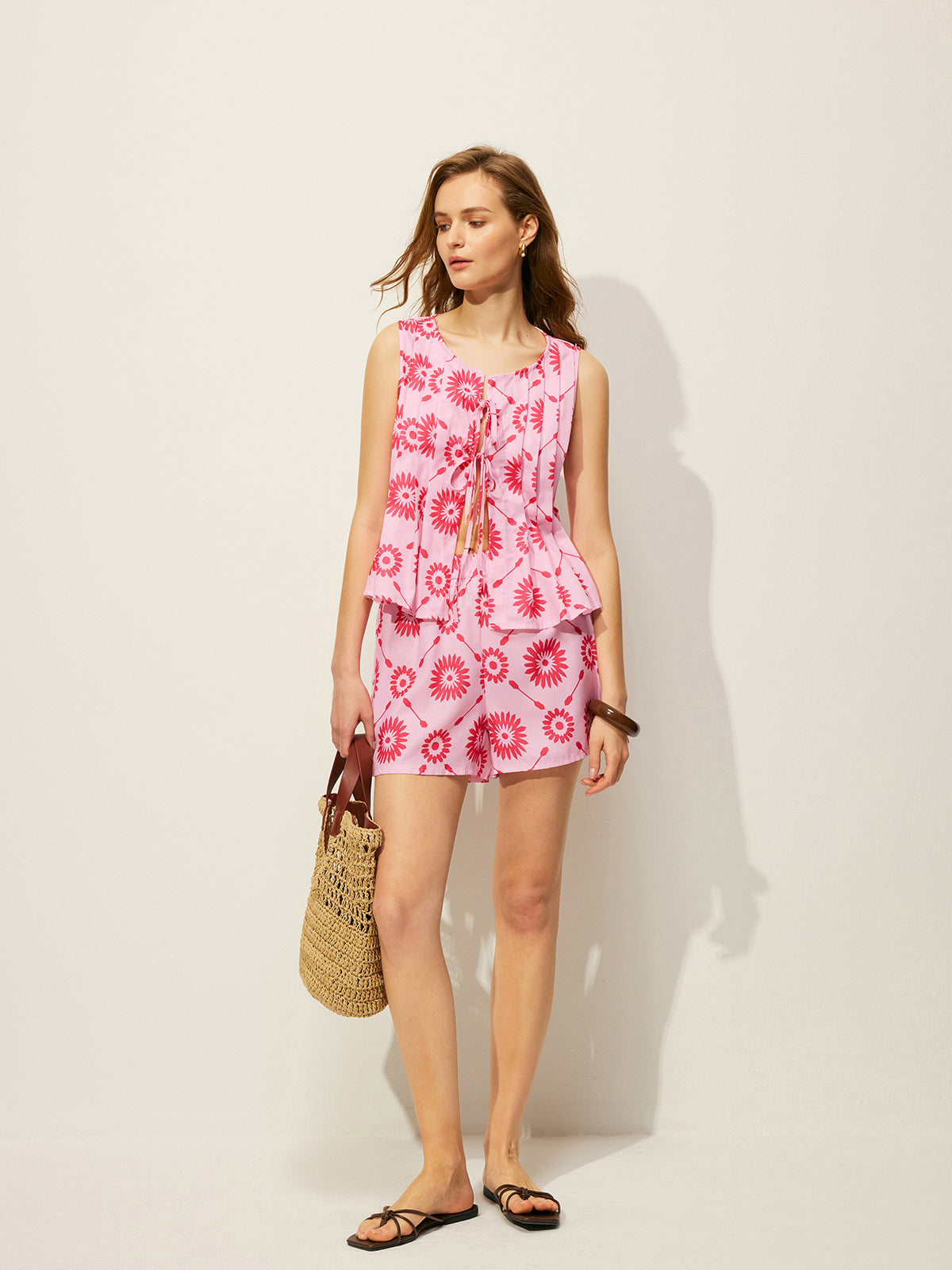 Ensemble short à imprimé floral avec poches