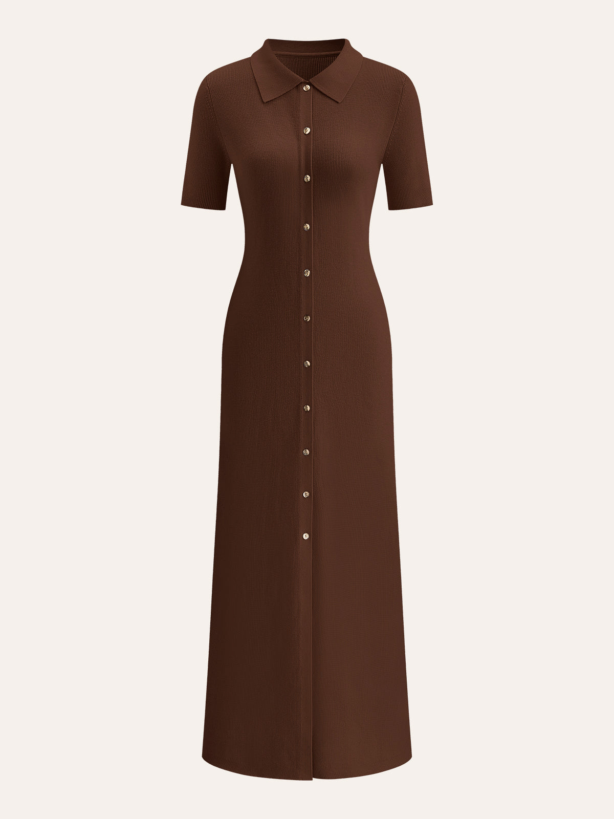 Midi-Kleid mit Metallknopf-Kragen