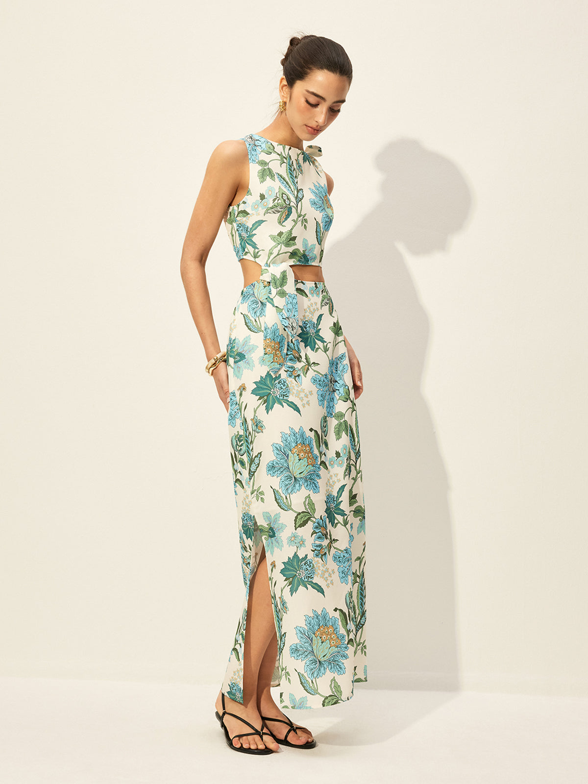 Floral Print Cut-Out Dress