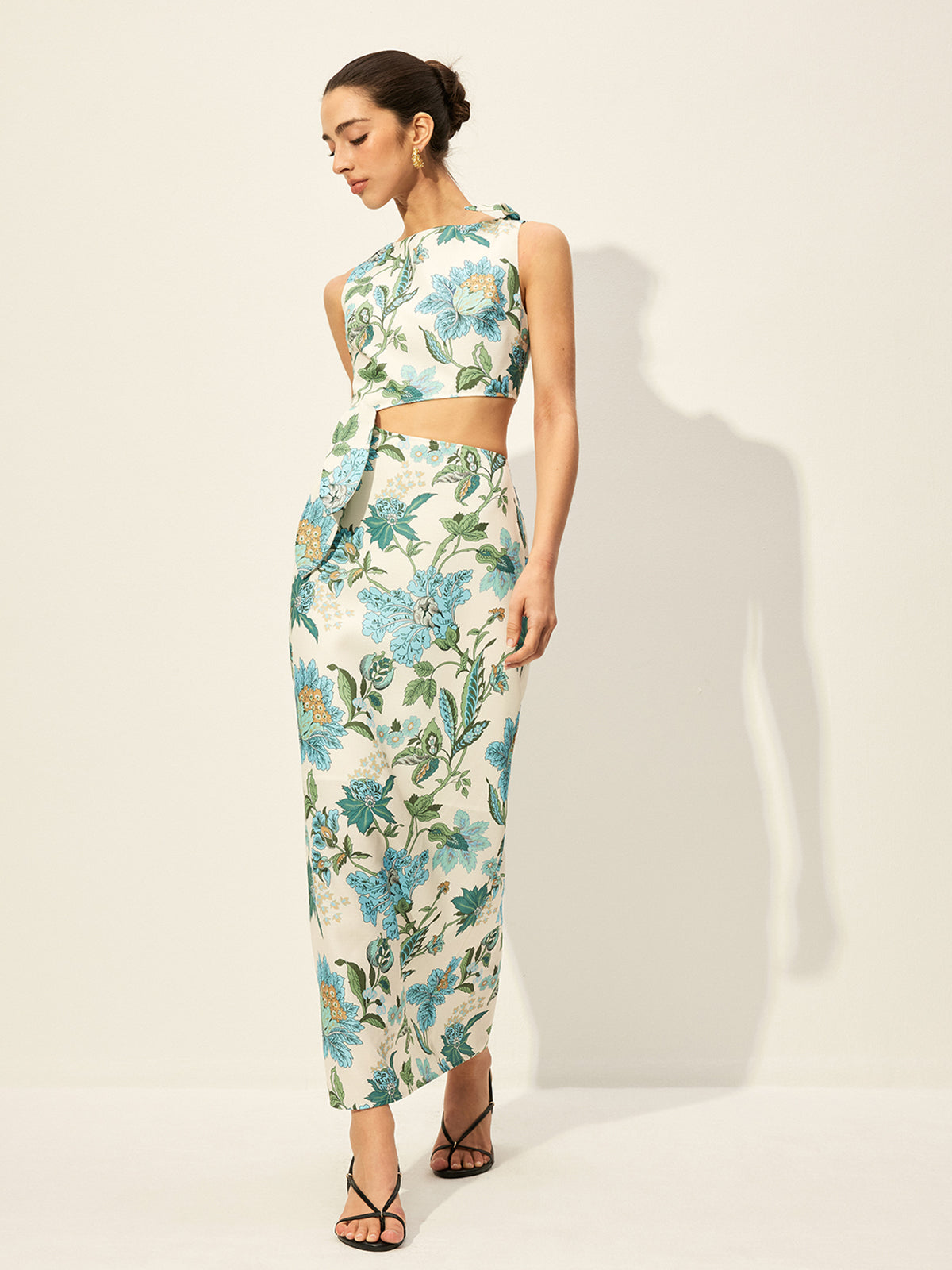 Floral Print Cut-Out Dress