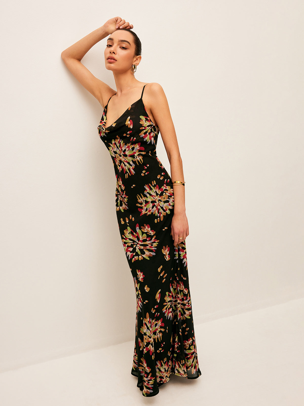 Semi-Sheer Boho Tied Back Chiffon Cami Dress
