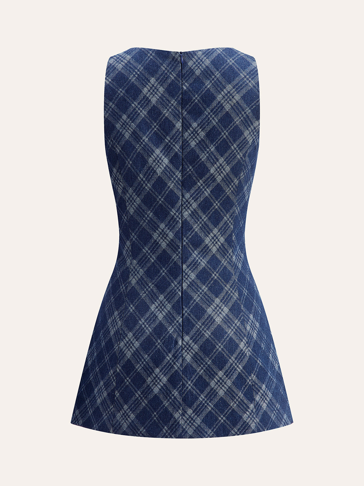 Robe en jean à col rond, poches décoratives et boutons métalliques