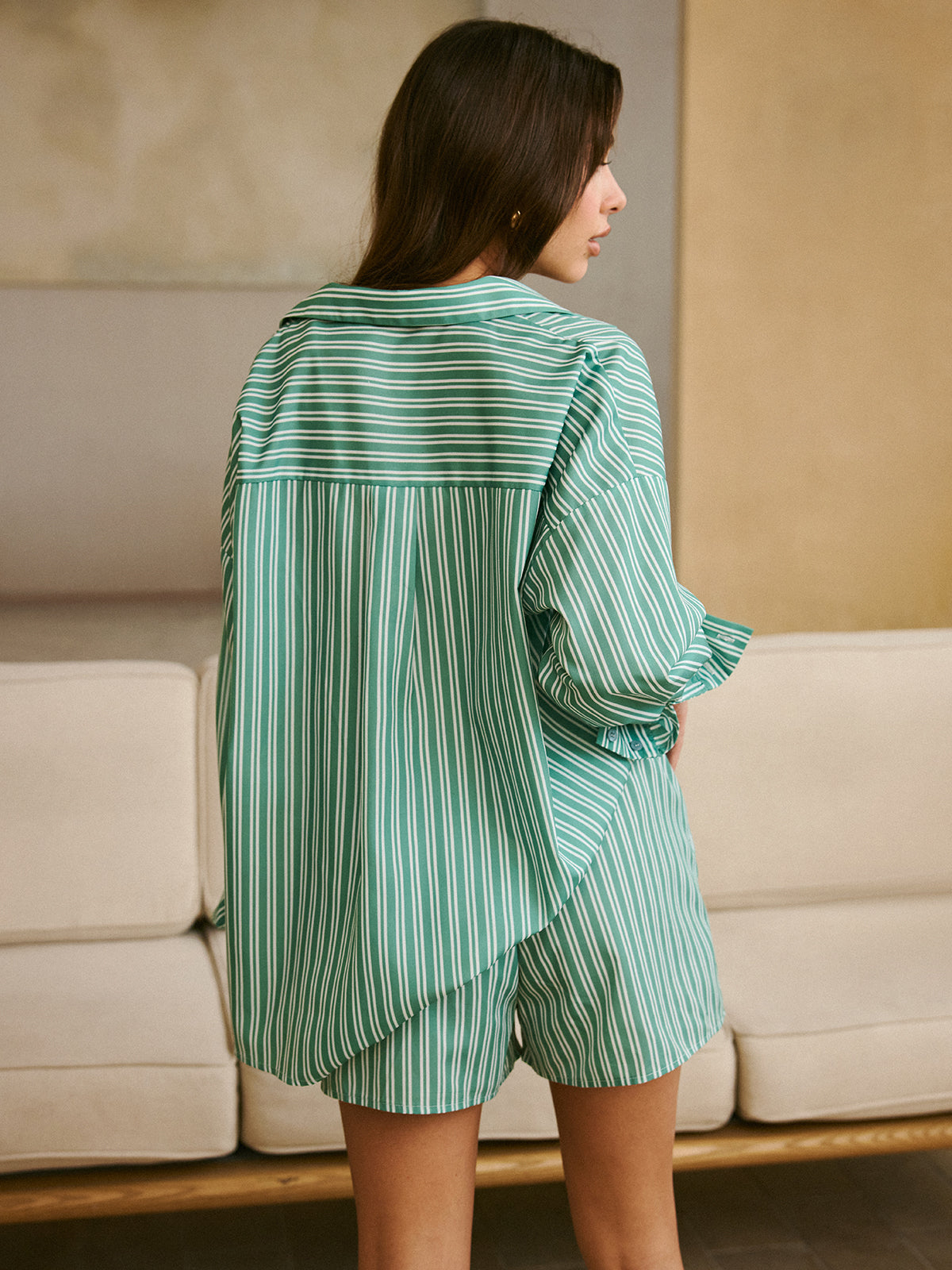 Ensemble short rayé