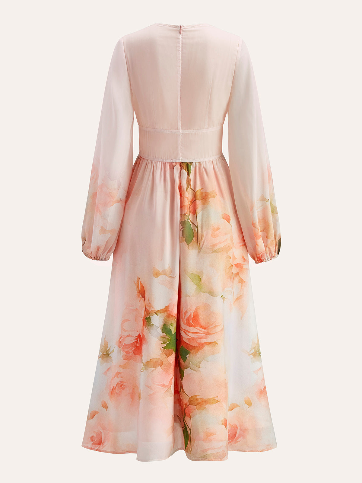 Robe fleurie semi-transparente à manches ballon avec liens de serrage