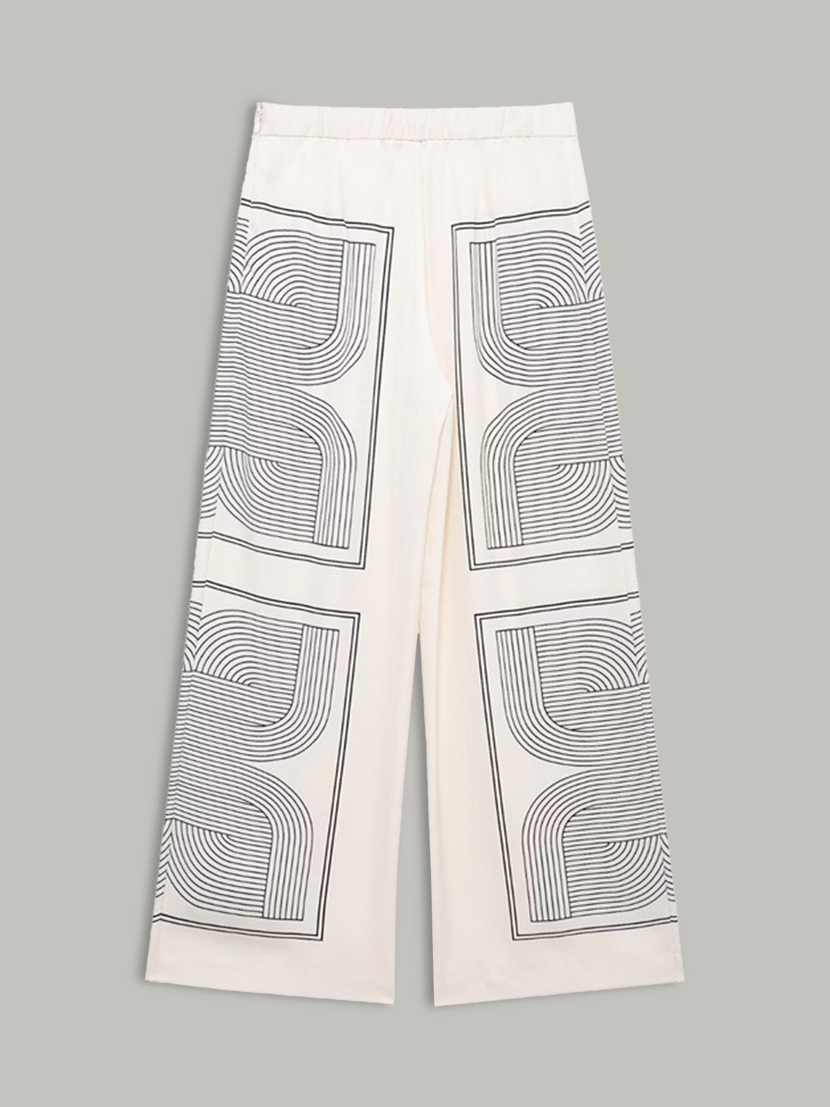 Hose mit weitem Bein, mittelhohem Bund und geometrischem Muster