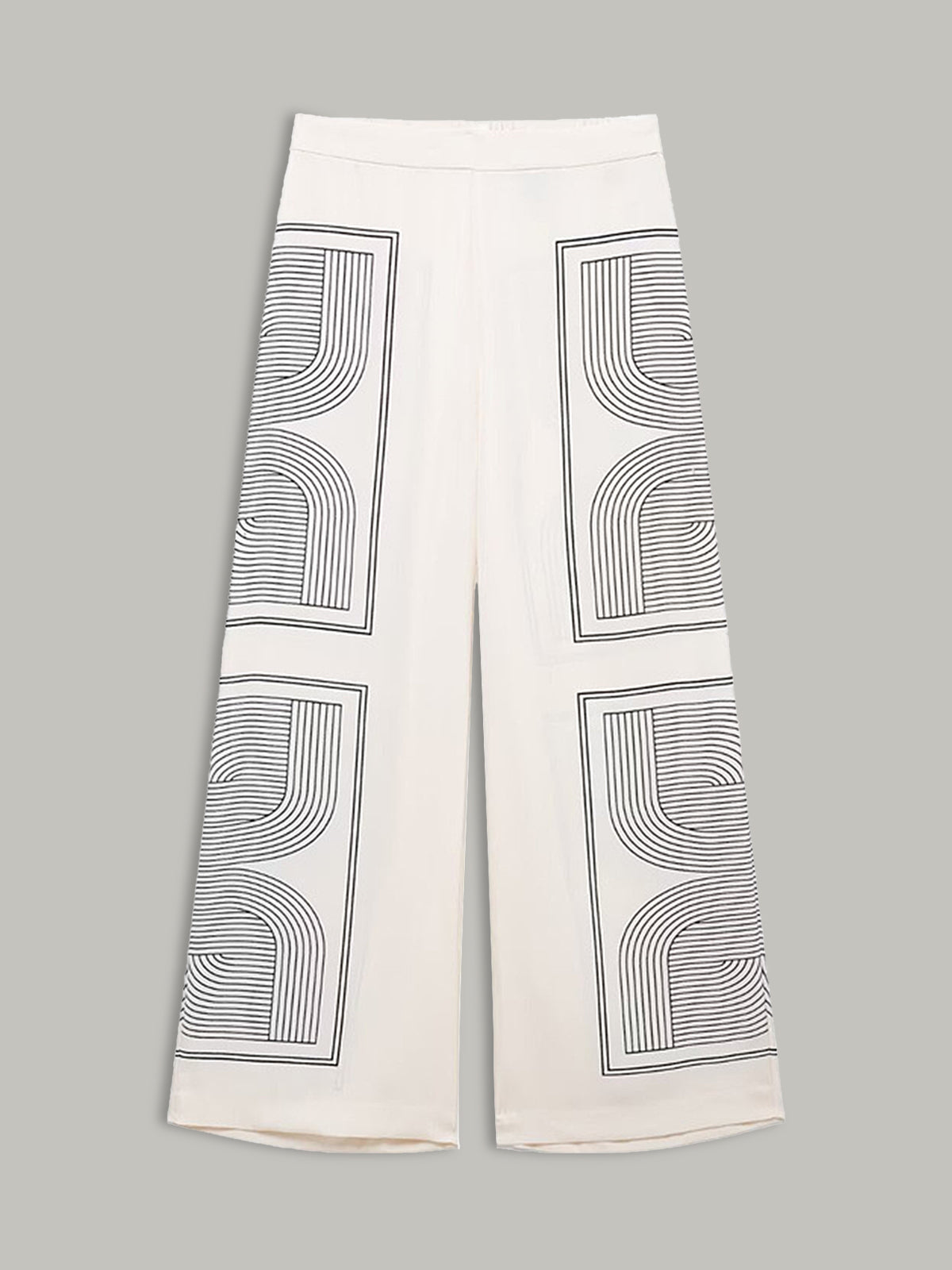 Mid-Waist Geometric Print Wide-Leg Pants