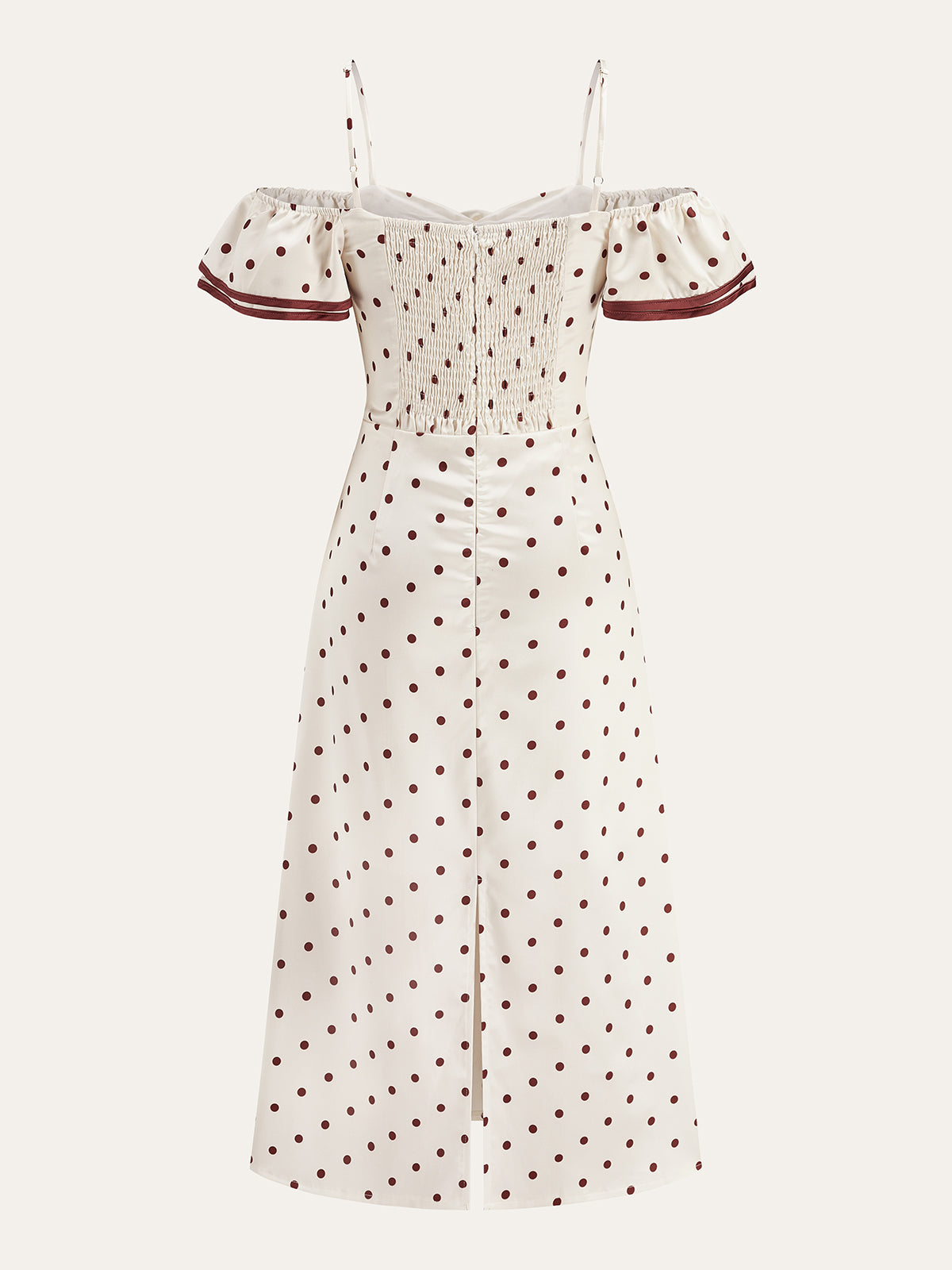 Polka Dot Off-Shoulder Dress With Ribbon Detail