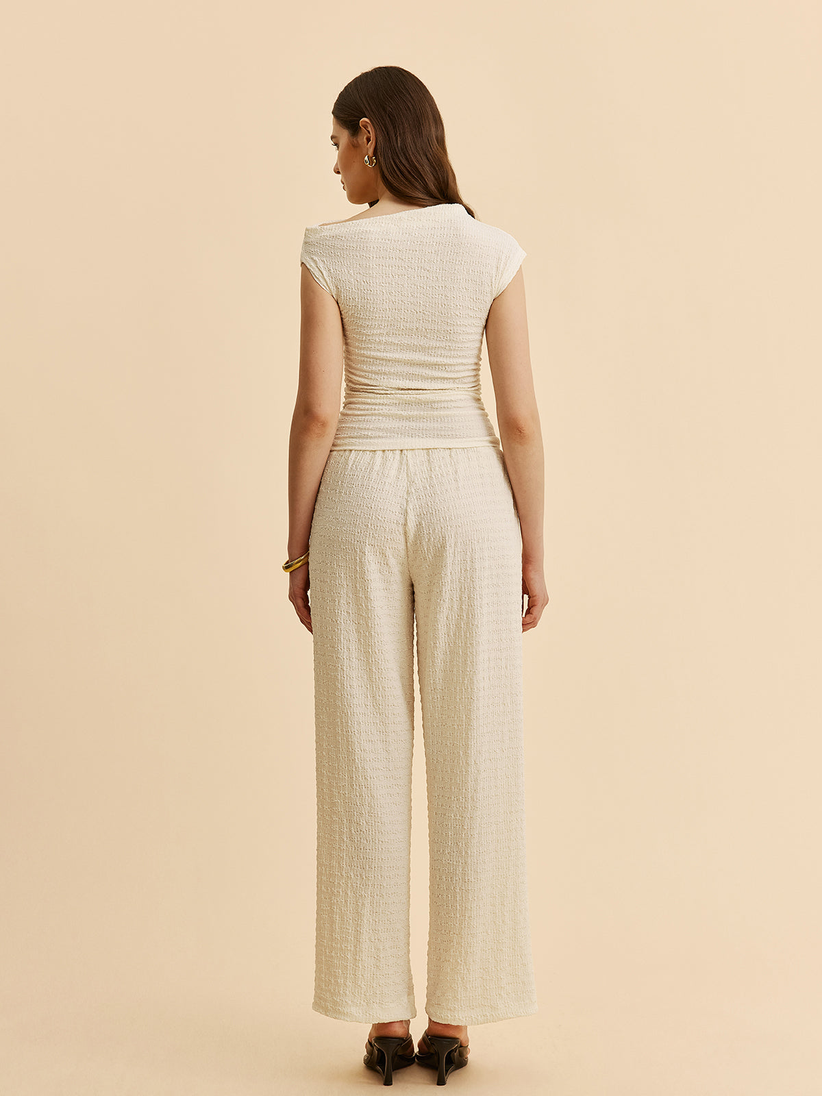 Textured Top With Wide-Leg Pants Set