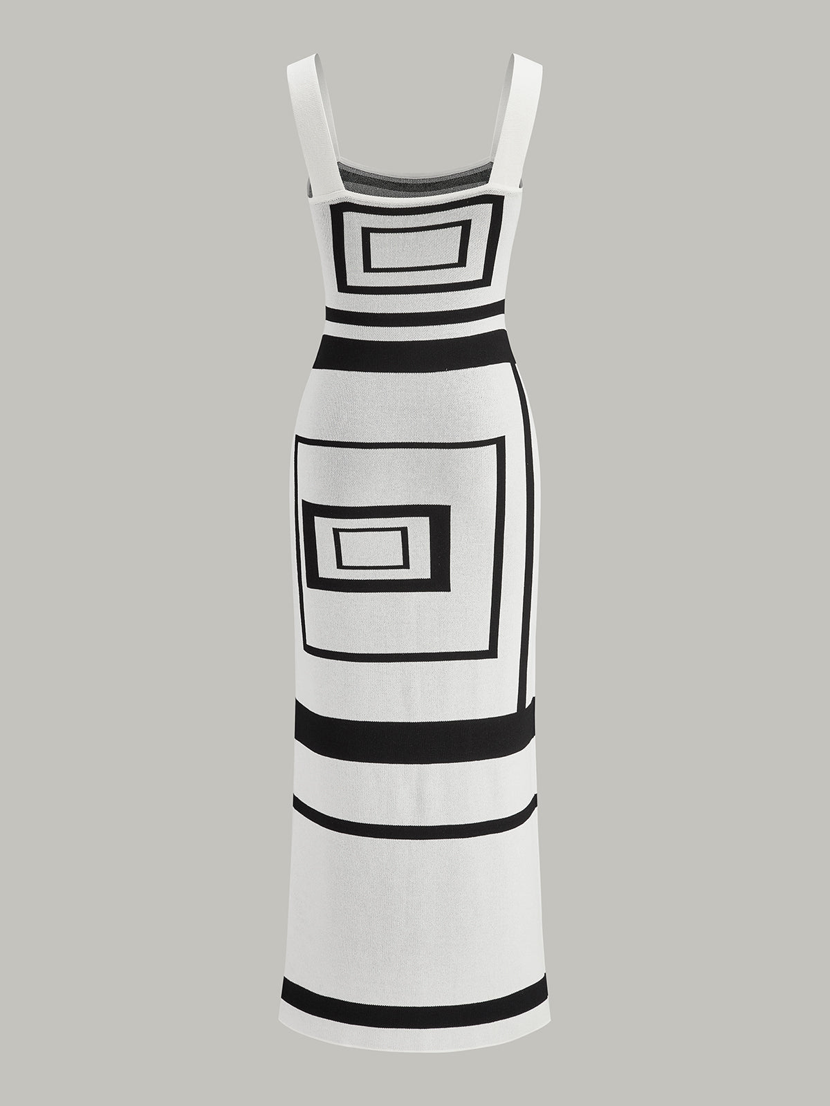 Pulloverkleid mit eckigem Ausschnitt und geometrischen Mustern