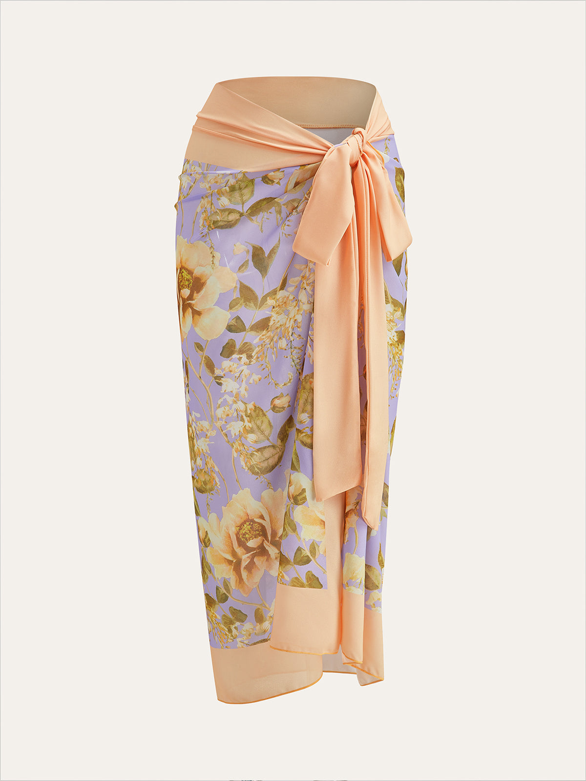 Cache-maillot en maille à imprimé floral et à nouer à la taille