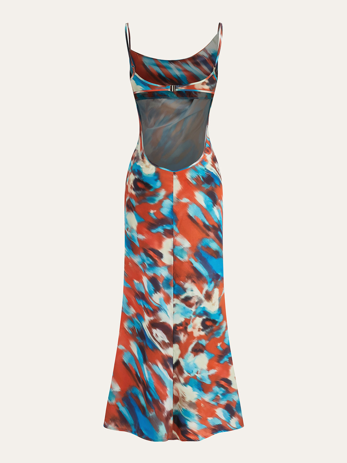 Multi Color Asymmetrical Neck Backless Long Dress