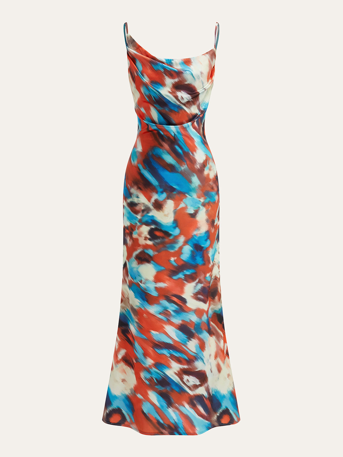 Robe longue asymétrique dos nu multicolore