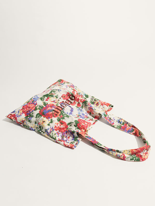 Sac en coton à imprimé floral tropical