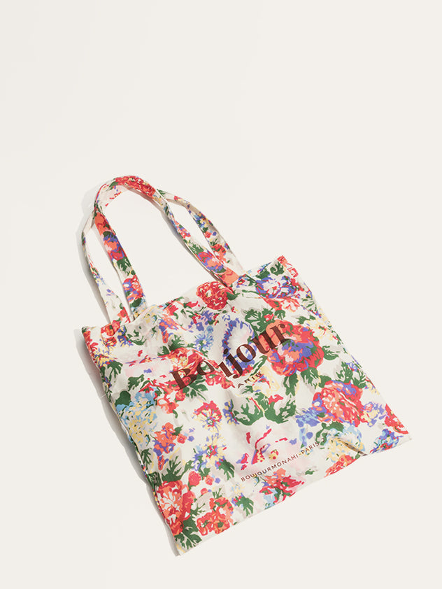 Sac en coton à imprimé floral tropical