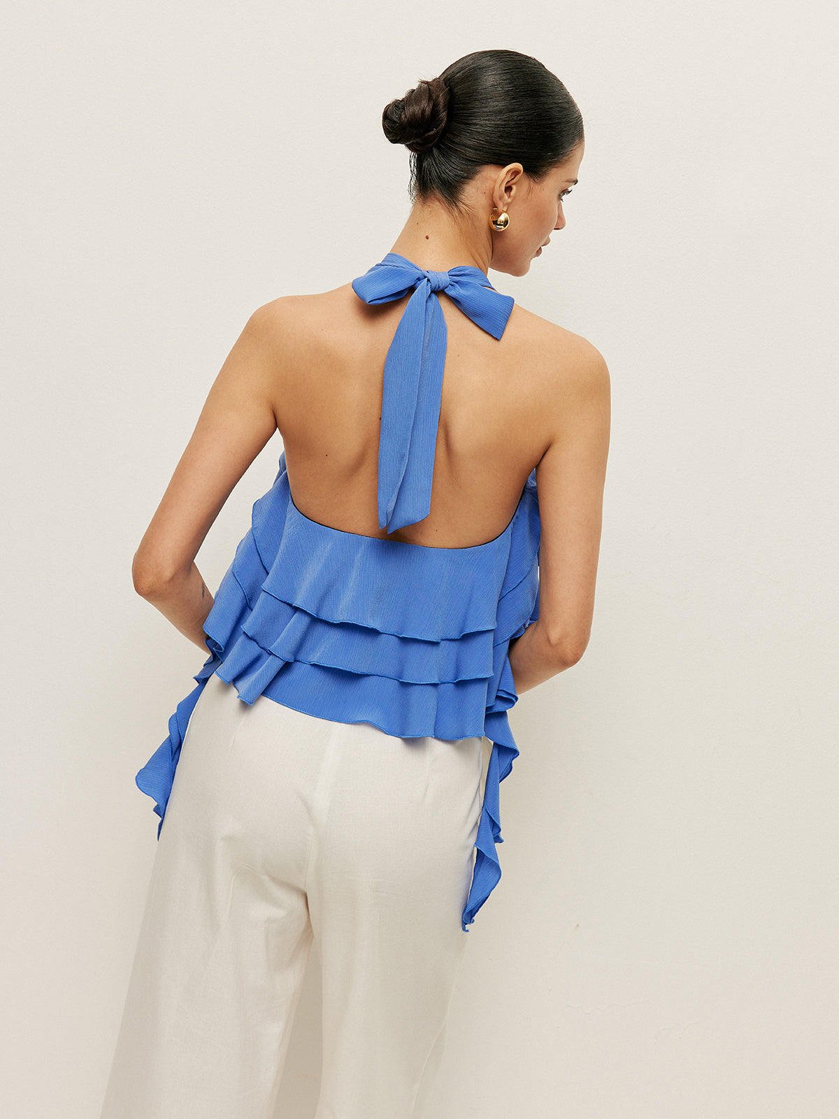 Halter Neck Ruffled Top